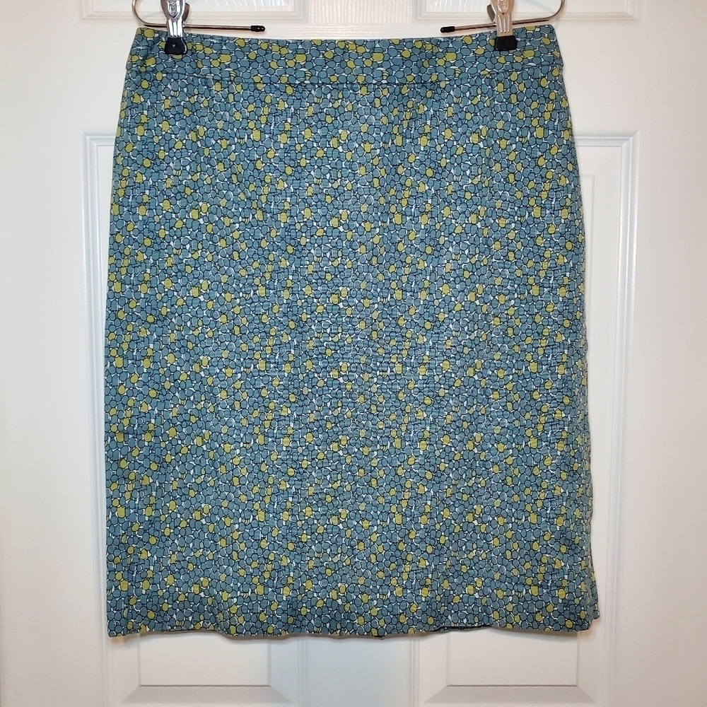 Talbots Pencil Skirt Knee Length Blue/Green Geometric/Floral Womens 12